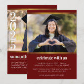 Modern Red Photo Afstuderen Kaart (Voorkant / Achterkant)