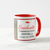Modern Red Photo Afstuderen Mok (Voorkant rechts)