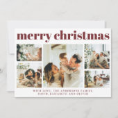 Modern Red Photo Collage Kerstvakantie Kaart (Voorkant)