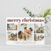 Modern Red Photo Collage Kerstvakantie Kaart (Staand voorkant)