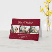 Modern Red Photo Collage Merry-kerstkaarten Kaart (Gele Bloem)