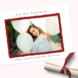 Modern Red Photo Frame Graduation Class of 2026 Aankondiging