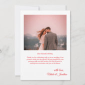 Modern Red  Photo Wedding Thank You Card W Note Bedankkaart (Achterkant)