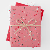 Modern Red Pink Grey Terrazzo Pattern Inpakpapier Vel (In situ)