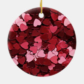 Modern Red & Pink Heart Confetti Love Pattern Keramisch Ornament (Achterkant)