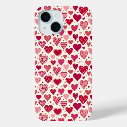 Modern Red & Pink Hearts Pattern Case-Mate iPhone Case (Achterkant)