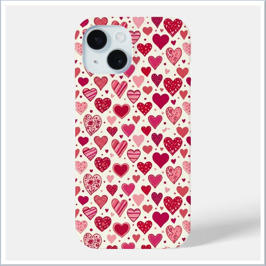 Modern Red & Pink Hearts Pattern Case-Mate iPhone Case