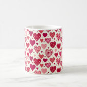 Modern Red & Pink Hearts Pattern Koffiemok (Center)