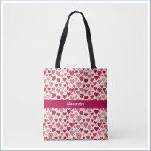 Modern Red & Pink Hearts Pattern Tote Bag