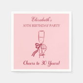 Modern Red & Pink Proost op 30 jaar verjaardag ser Servet (Voorkant)