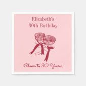 Modern Red & Pink Proost op 30 jaar verjaardag ser Servet (Voorkant)