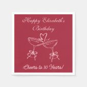 Modern Red & Pink Proost op 30 jaar verjaardag ser Servet (Voorkant)