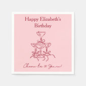 Modern Red & Pink Proost op 30 jaar verjaardag ser Servet (Voorkant)