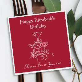 Modern Red & Pink Proost op 30 jaar verjaardag ser Servet