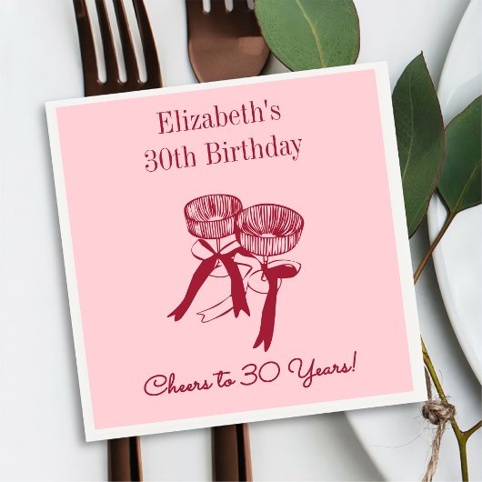 Modern Red & Pink Proost op 30 jaar verjaardag ser Servet