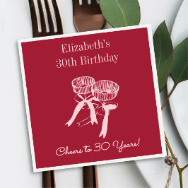 Modern Red & Pink Proost op 30 jaar verjaardag ser Servet