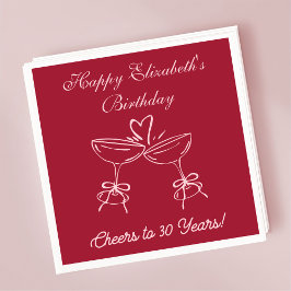 Modern Red & Pink Proost op 30 jaar verjaardag ser Servet