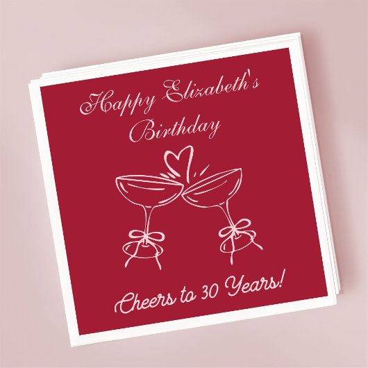 Modern Red & Pink Proost op 30 jaar verjaardag ser Servet
