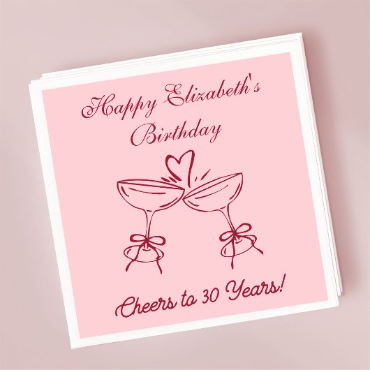 Modern Red & Pink Proost op 30 jaar verjaardag ser Servet