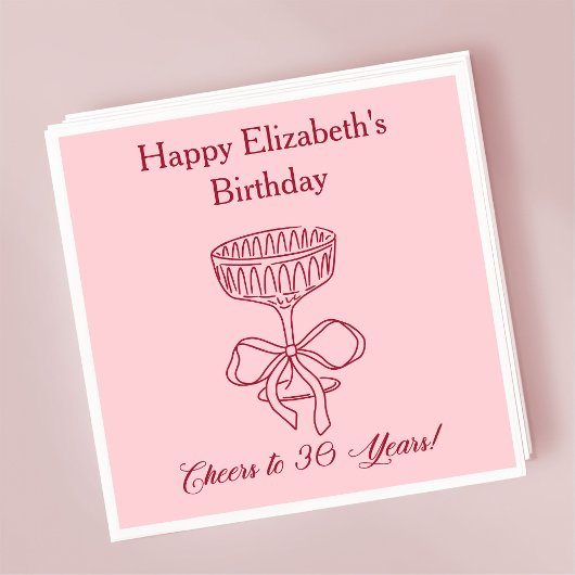 Modern Red & Pink Proost op 30 jaar verjaardag ser Servet