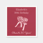 Modern Red & Pink Proost op 30 jaar verjaardag ser Servet (Voorkant)