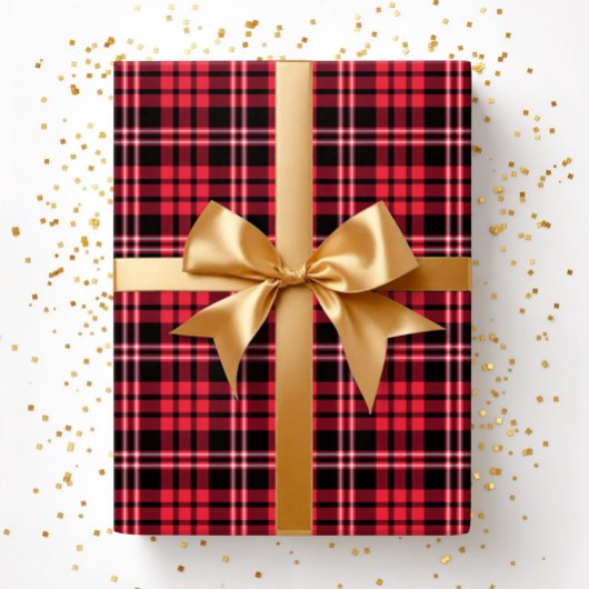 Modern Red Plaid Pattern Cadeaupapier
