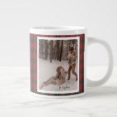 Modern Red Plaid Rustic 2 Photo Christmas Gift Grote Koffiekop (Rechts)