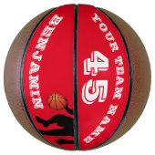 Modern Red Player Team Name Number Basketball Basketbal (Verticaal)