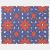 Modern Red Poinsettia and Snowflake Pattern Fleece Deken (Voorkant (Horizontaal))