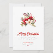 Modern Red Poinsettia Botanical Greeting Card Feestdagenkaart (Voorkant)