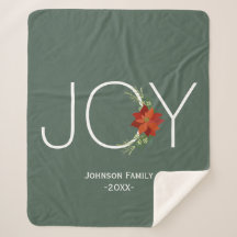 Modern Red poinsettia Holiday Joy Kerstmis