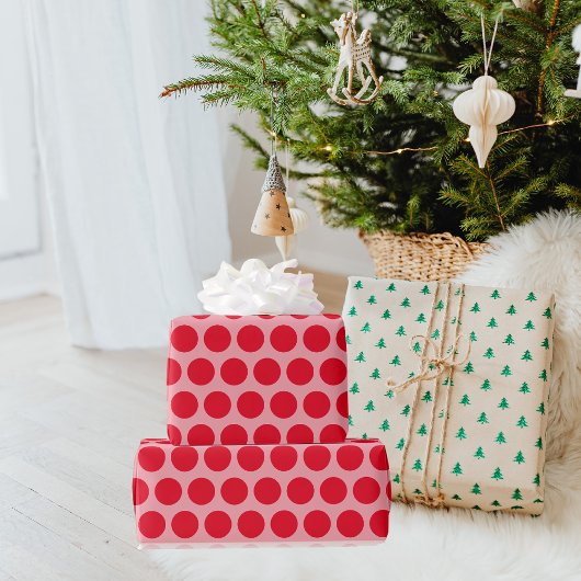 Modern Red Polka Dots kerstartikel Cadeaupapier