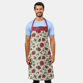 Modern Red Pomegranate Fruit Pattern Schort (Gedragen)