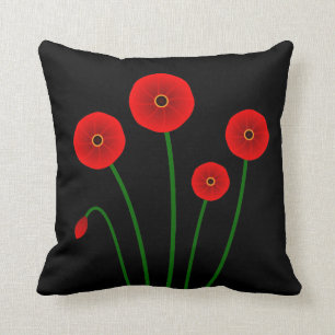 Modern Red Poppies Accent Pillow Kussen