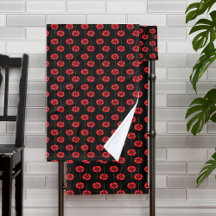 Modern Red Poppy Pattern op Black