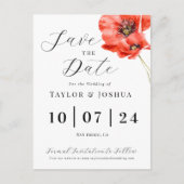 Modern Red Poppy Wedding Save the Date Briefkaart (Voorkant)