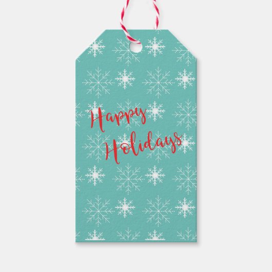 Modern Red Prettige feestdagen, Blauwgroen, Stars Cadeaulabel (Voorkant)