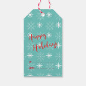 Modern Red Prettige feestdagen, Blauwgroen, Stars Cadeaulabel (Achterkant)