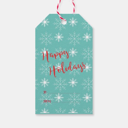 Modern Red Prettige feestdagen, Blauwgroen, Stars  Cadeaulabel (Achterkant)