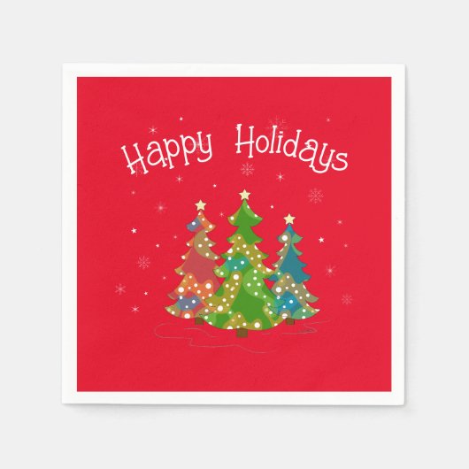 Modern Red Prettige feestdagen, Blauwgroen, Stars  Servet (Voorkant)