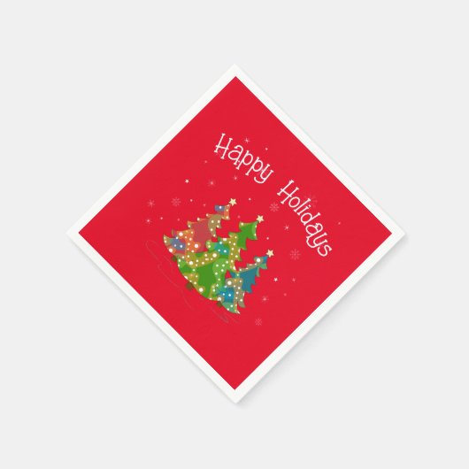 Modern Red Prettige feestdagen, Blauwgroen, Stars  Servet (Hoek)