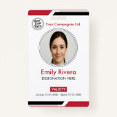 Modern Red Professional Photo ID Card Badge (Voorkant)
