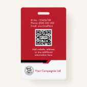 Modern Red Professional Photo ID Card Badge (Achterkant)