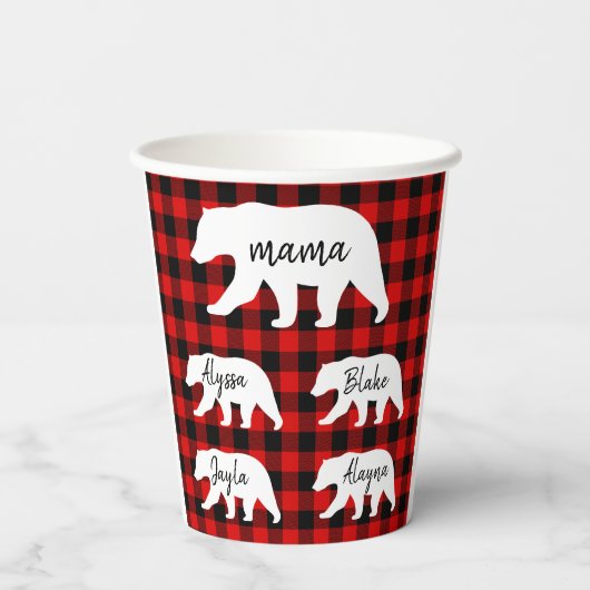 Modern Red Pset and White Mama Beer Papieren Bekers (Achterkant)