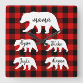 Modern Red Pset and White Mama Beer Vierkante Klok (Voorkant)