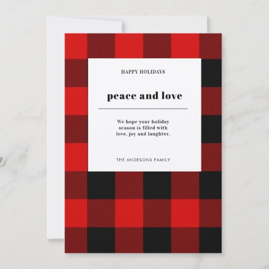 Modern Red Pset Happy Holiday | Vrede en liefde (Voorkant)