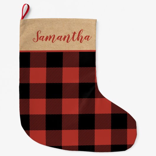 Modern Red Pset & Name Large kerststop Grote Kerstsok (Voorkant)