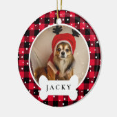 Modern Red Pset Persoonlijke foto's Pet Dog Keramisch Ornament (Links)