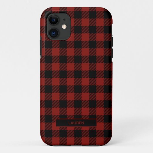 Modern Red Pset Winter Kerstnamenpatroon Case-Mate iPhone Case (Achterkant)