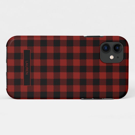 Modern Red Pset Winter Kerstnamenpatroon Case-Mate iPhone Case (Achterkant (horizontaal))